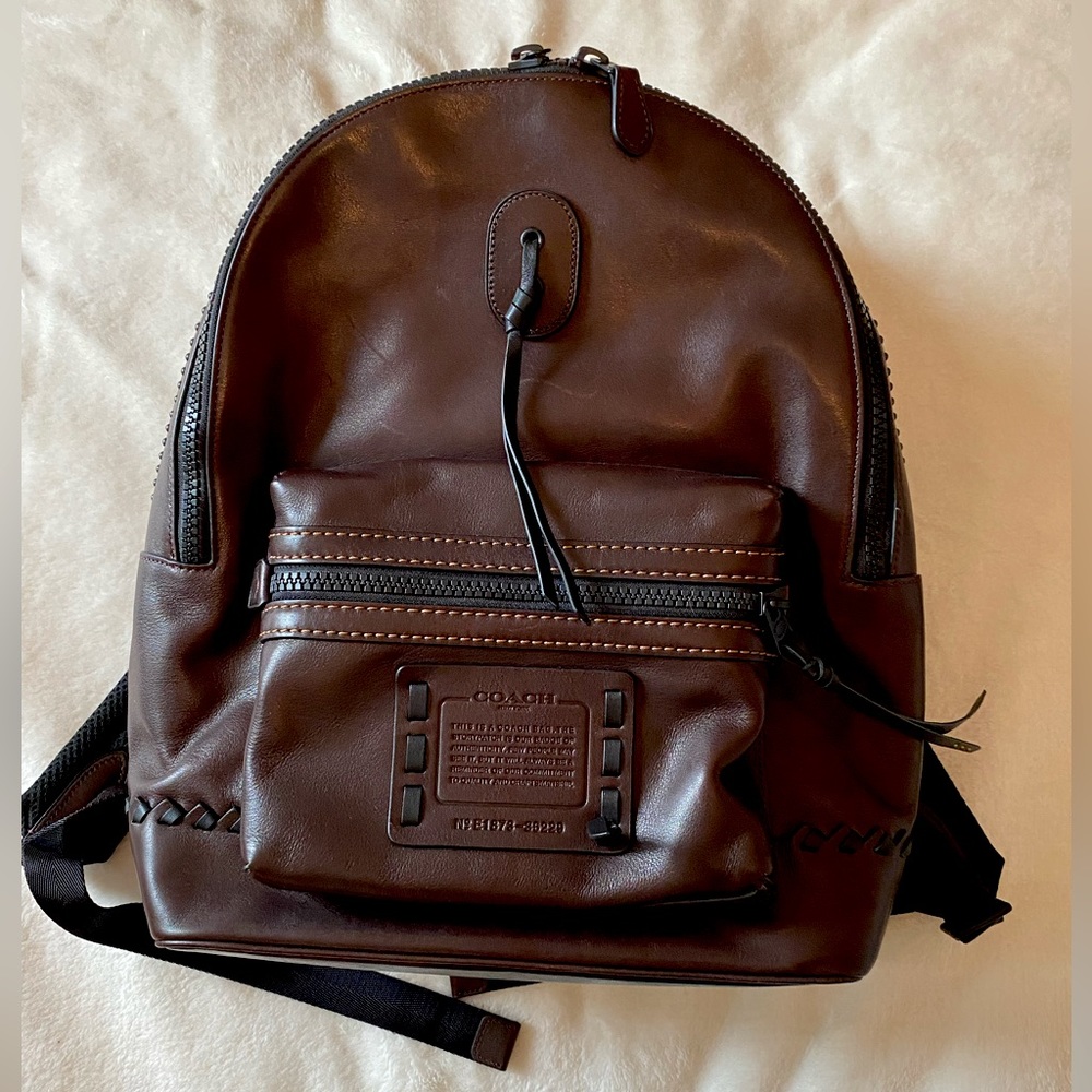Coach brown leather backpack